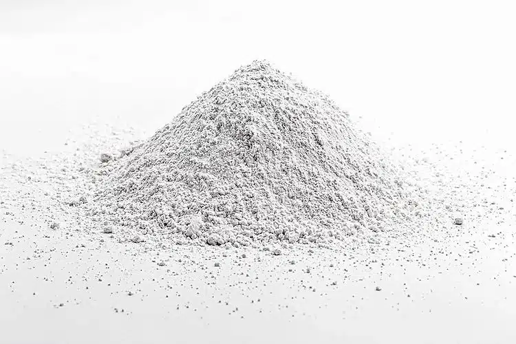 Calcium Carbonate for Mycology 2 A small mound of Calcium Carbonate for Mycology, a fine white powder, is scattered on a plain white surface.
