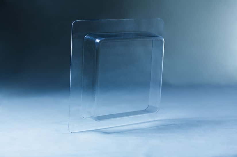 Mycelium Mold Growth form - Paver (Reusable) 1 Clear plastic blister packaging set against a blue-toned background, echoing the structured design of the Mycelium Mould Growth form – Paver (Reusable).