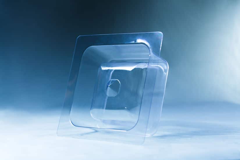 Mycelium Mold Growth Form - Plant pot Heavy Duty (Reusable) 1 The Mycelium Mould Growth Form - Plant Pot Heavy Duty (Reusable) is displayed on a flat surface with a blue gradient background, its clear plastic design inspired by natural mycelium mould growth patterns.