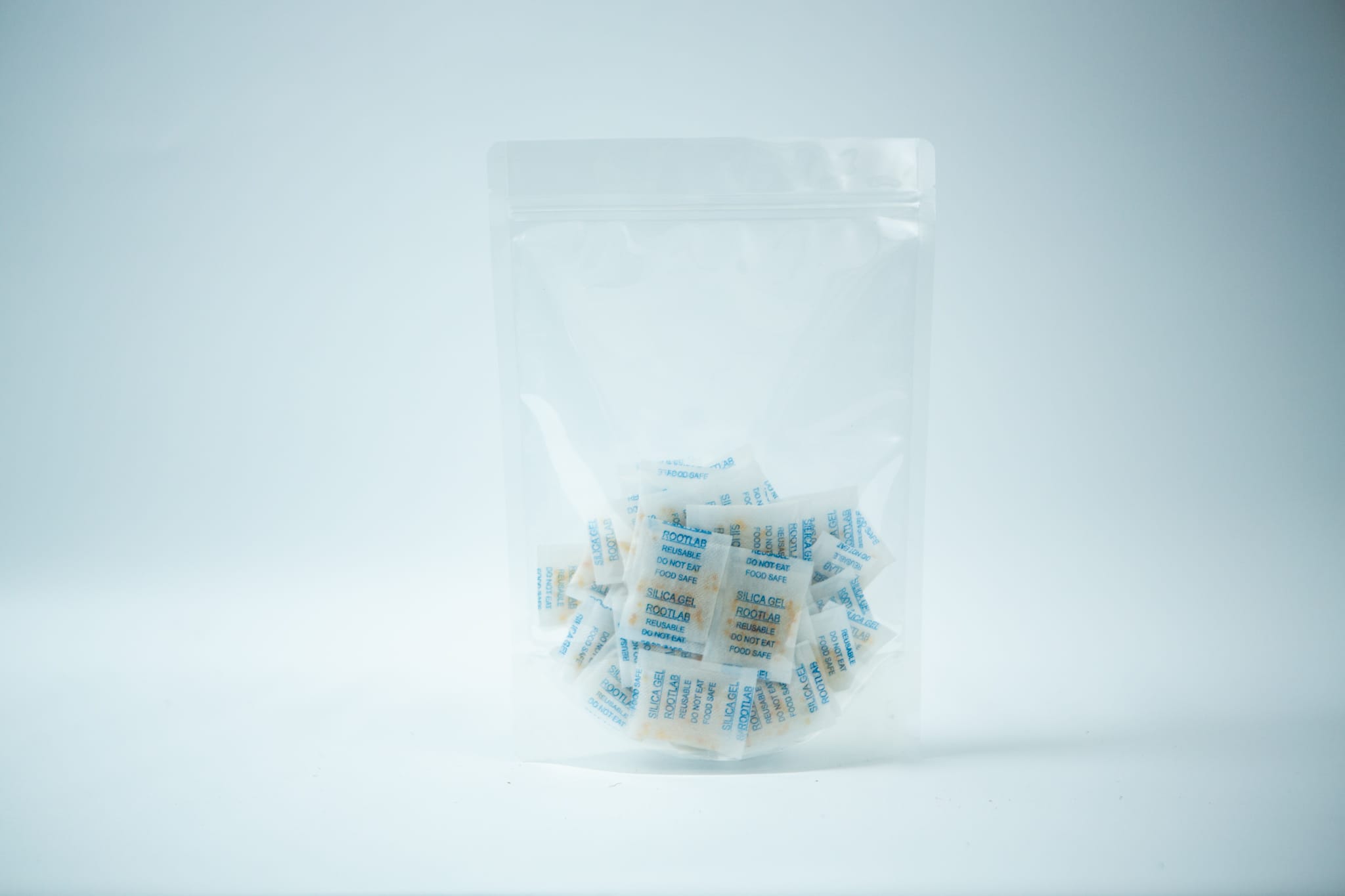 Desiccant Silica Gel 5gm | Reusable 4 A clear resealable bag containing Desiccant Silica Gel 5g | Reusable sachets, shown against a plain white background.