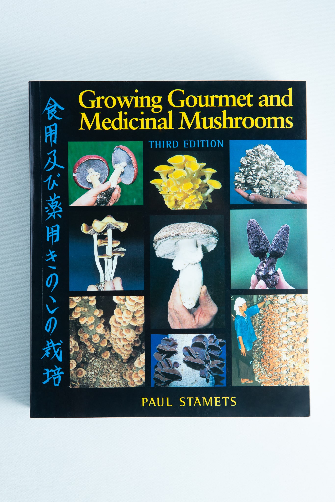 Growing Gourmet and Medicinal Mushrooms: Book By Paul Stamets 1 Book cover of "Growing Gourmet and Medicinal Mushrooms: Book By Paul Stamets" displays mushroom images with Japanese text—a great choice for anyone seeking informative books about mushrooms.