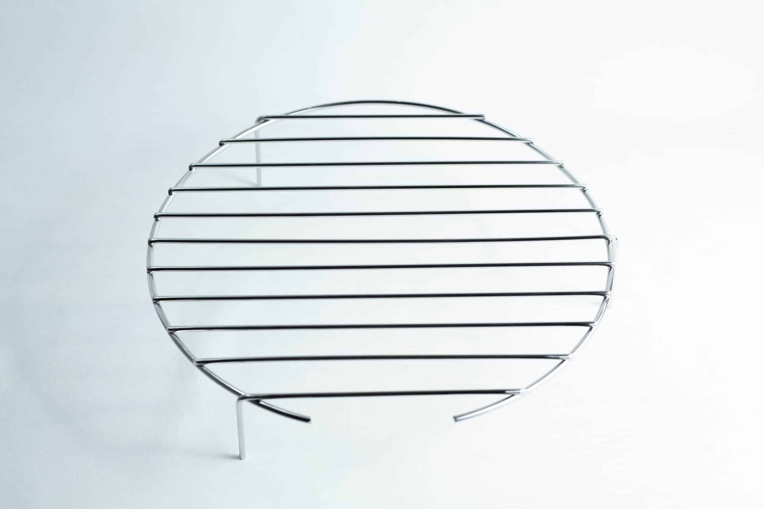 All American 4151 Support Stand for 75X Sterilizers 2 Round metal cooling rack with parallel bars and three short legs on a white background.