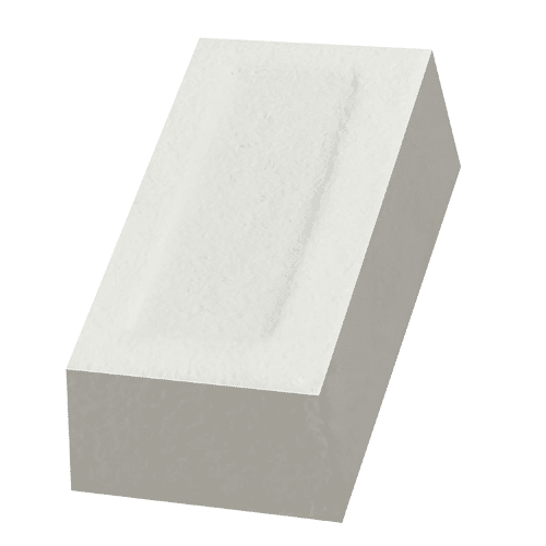 A rectangular white brick with a smooth surface on a plain background.