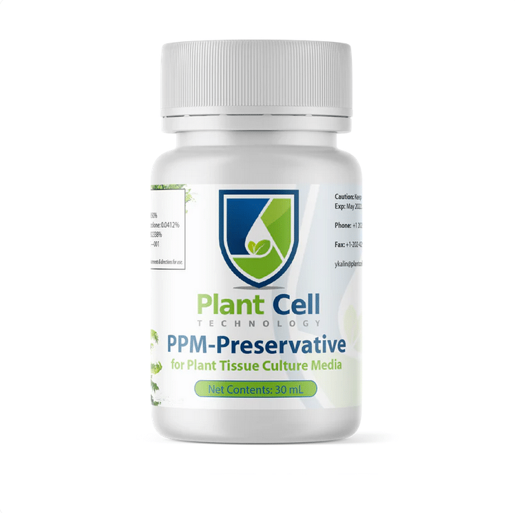 Plant Cell Plant Preservative Mixture (PPM™) 1 White bottle labelled Plant Cell Plant Preservative Mixture (PPM™), 30 mL, for Plant Tissue Culture Media by Plant Cell Technology.