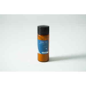 Brown bottle with black cap and blue label reading “Plant Cell Kinetin Powder” on a plain light background.