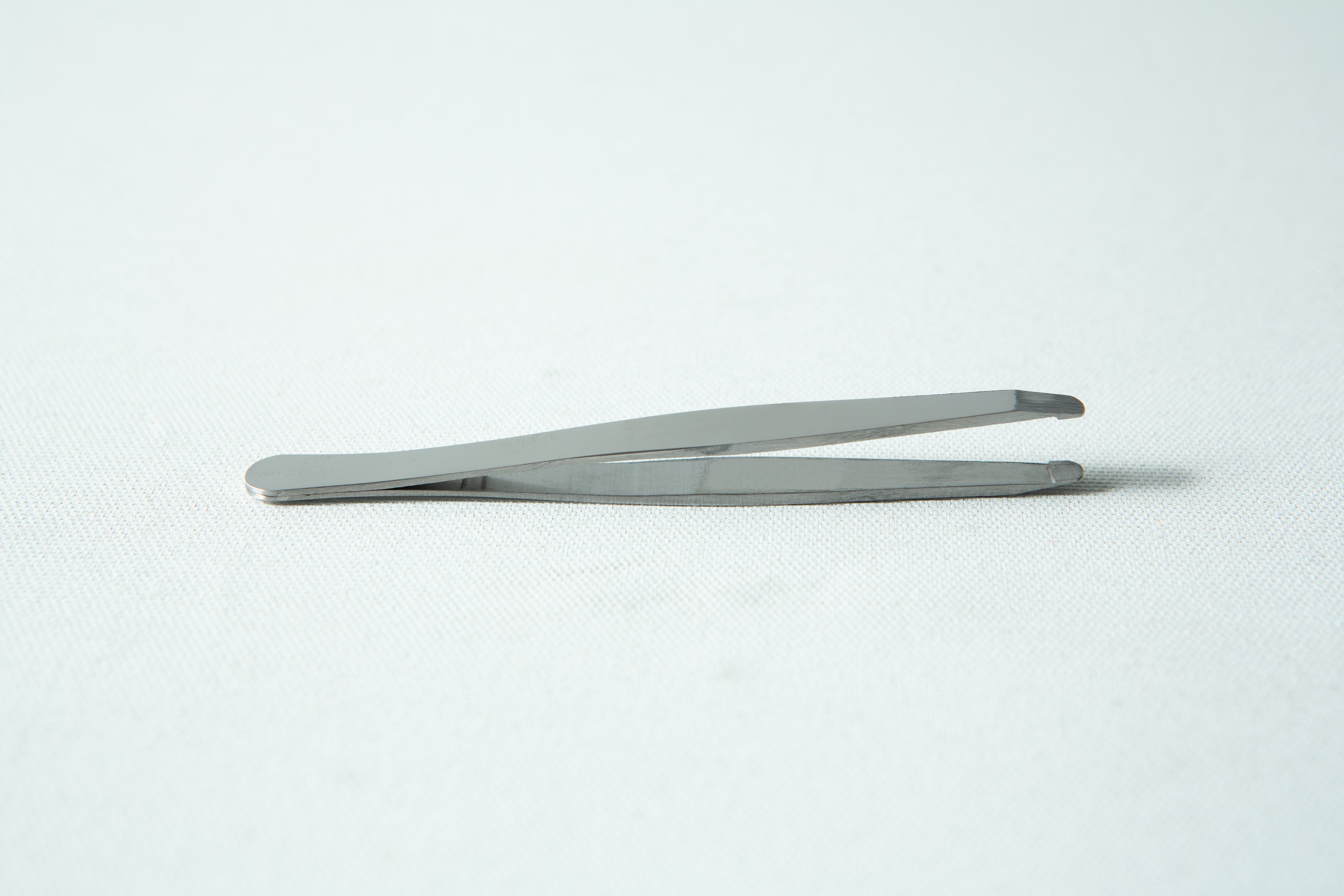 Slime mold kit - Physarum polycephalum 4 A pair of metal tweezers rests on a white surface, ideal for use with your slime mould kit - Physarum polycephalum.