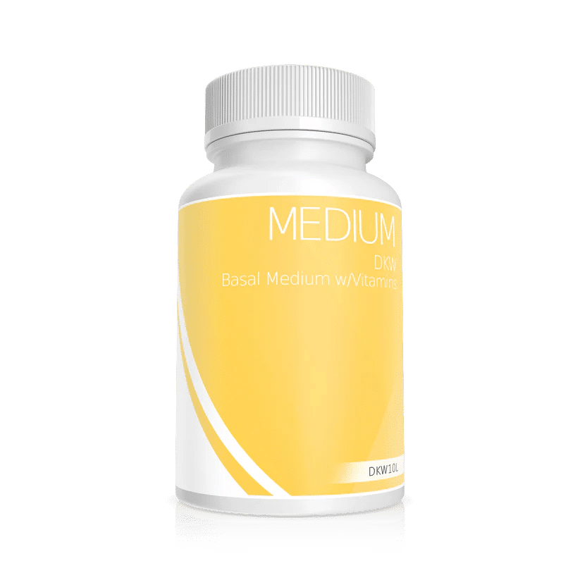 Plant Cell DKW Medium w/ Vitamins Powder 1 White bottle with a yellow label reading Plant Cell DKW Medium with Vitamins Powder.