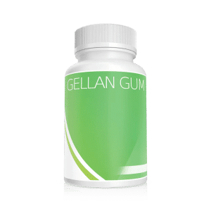 A white bottle with a green label that reads "Plant Cell Gellan Gum" on a plain light background.