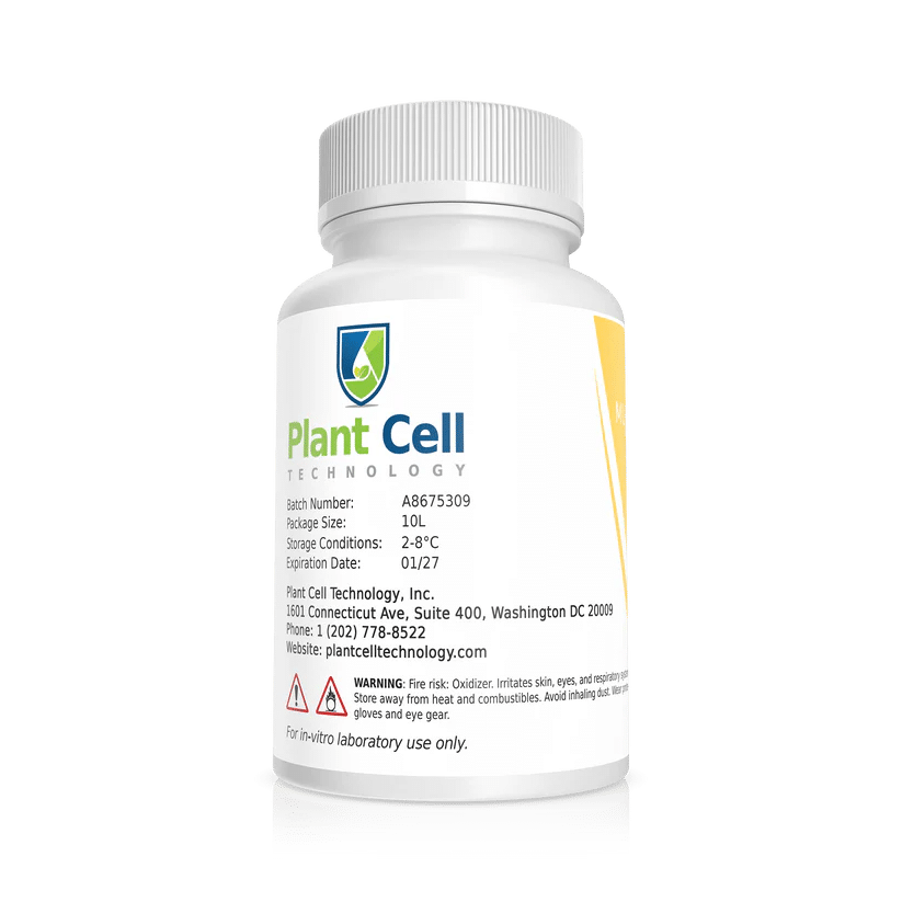 Plant Cell Orchid Maintenance Media 2 White bottle labelled "Plant Cell Orchid Maintenance Medium" with product details and a "for laboratory use only" warning.