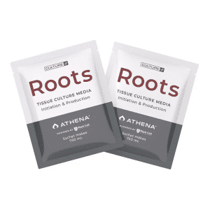 Box of 10 Plant Cell Athena Roots™ Tissue Culture Media sachets, each for initiation and production, 750 ml per sachet.