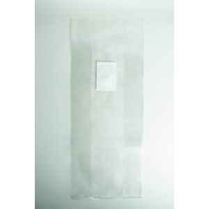 A transparent plastic bag with a small white rectangular patch in the upper centre.