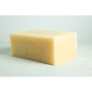 A rectangular Beeswax Block with Beeswax Australia embossed on its side.