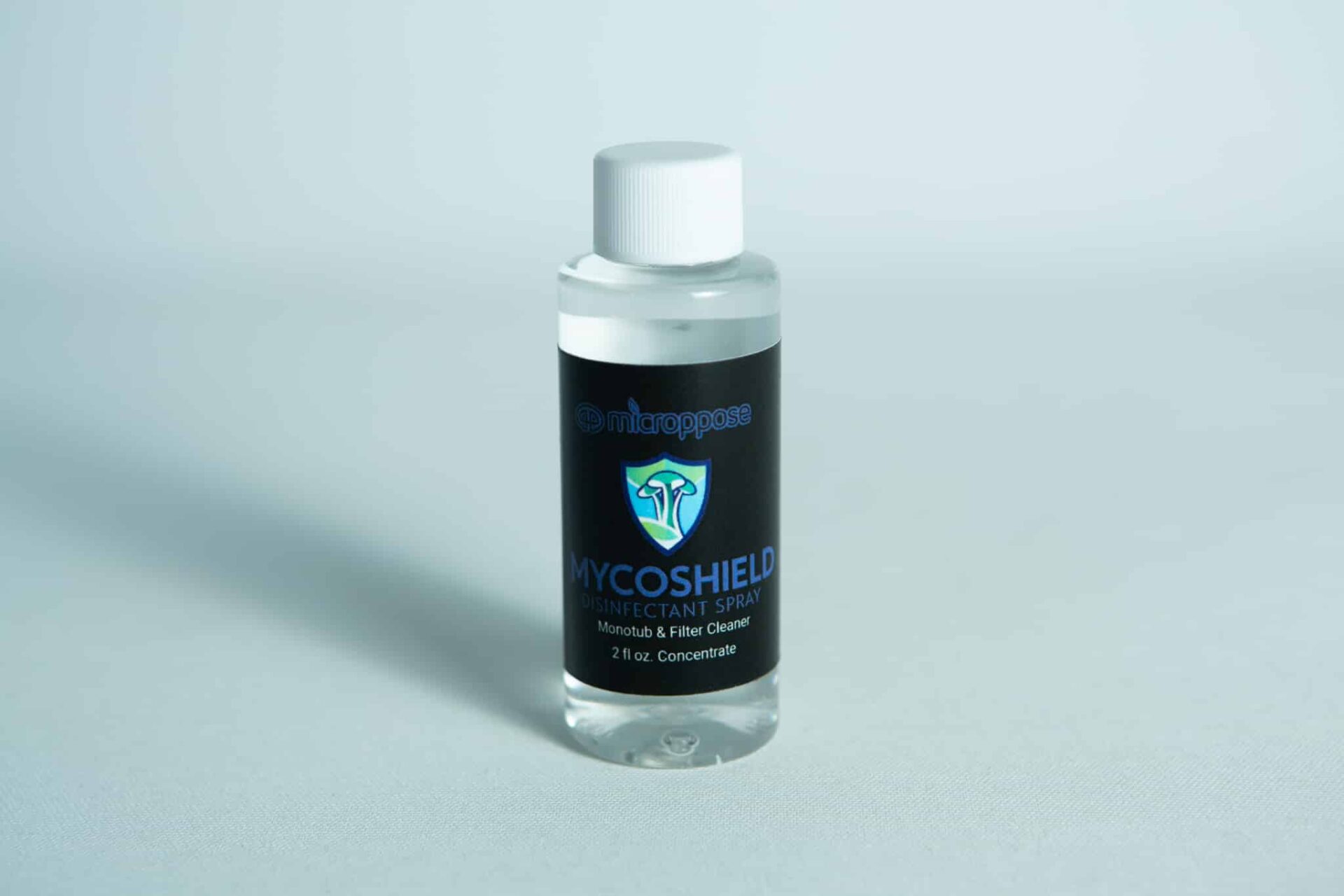 Mycosheild Filter Disk Cleaner & Disinfectant Concentrate (60ml) 1 A small bottle labelled Long Needle Disinfectant Spray with a white cap on a light background.