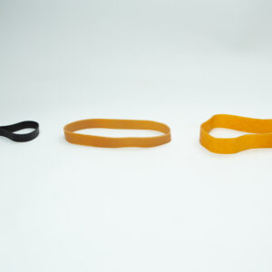 Ten reusable Fruiting Rubber Bands for mushroom growing are arranged on a white background—perfect for cultivation.